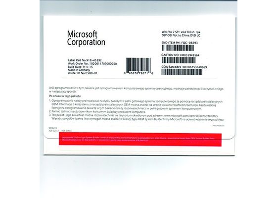 Porcellana DVD pieno professionale genuino di versione di chiave 64Bit del prodotto di Windows 7 fornitore