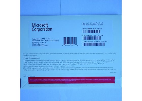 Porcellana L'OEM imballa la licenza professionale di DVD/COA del software di chiave della licenza di Microsoft Windows 7 fornitore
